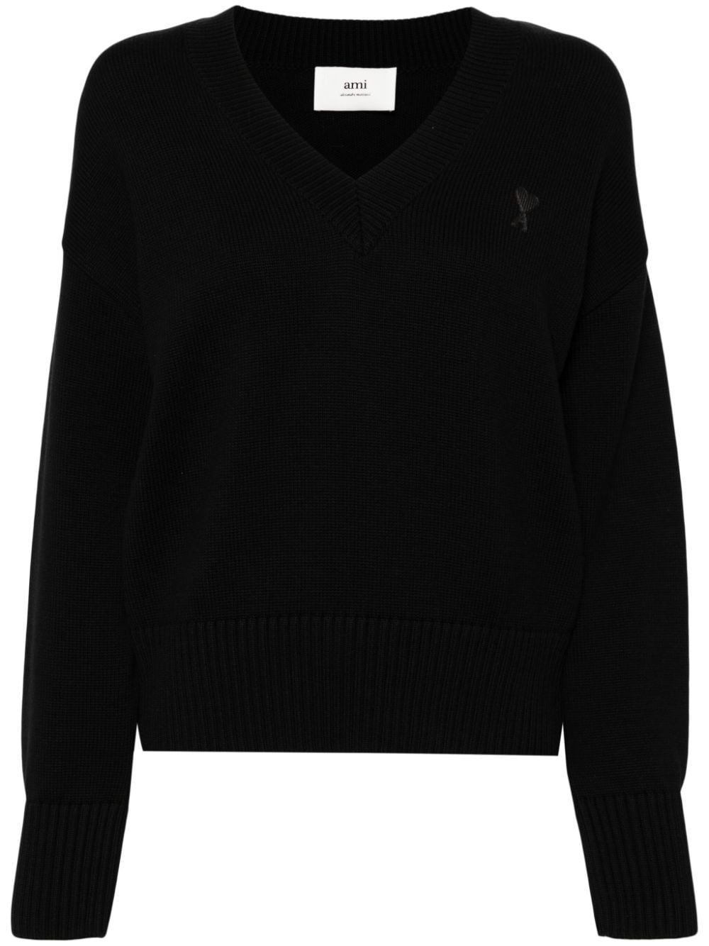 AMI Paris Trui met geborduurd logo - Zwart