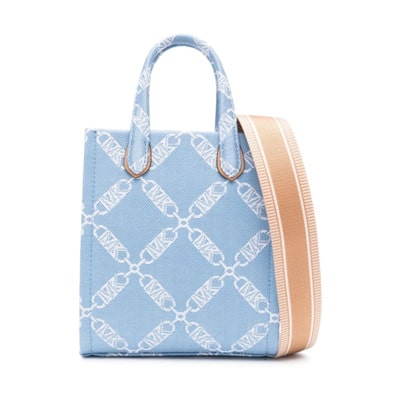 Blauwe Denim Logo Print Tas Michael Kors , Blue , Dames