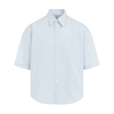 Boxy Fit Shirt in Cashmere Blauw Ami Paris , Blue , Heren