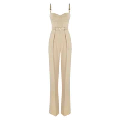 Dames Crepe Jumpsuit Elisabetta Franchi , Beige , Dames