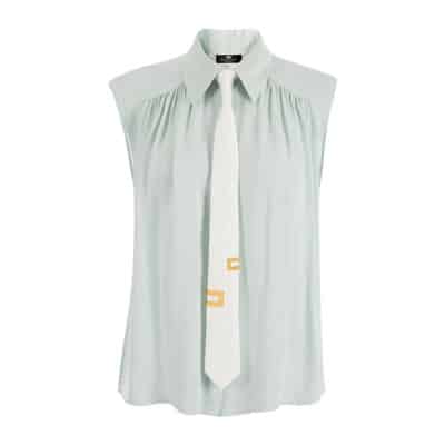 Dames mouwloze blouse met stropdas Elisabetta Franchi , Green , Dames