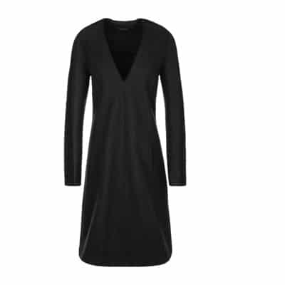 Elegante Wollen Jurk met Textuur Mouwen Marc Cain , Black , Dames