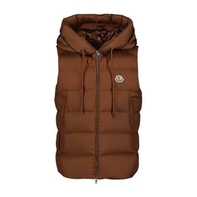 Gewatteerd mouwloos jack met capuchon Moncler , Brown , Heren