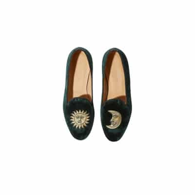 Groene Fluwelen Maanslippers Scarosso , Green , Dames