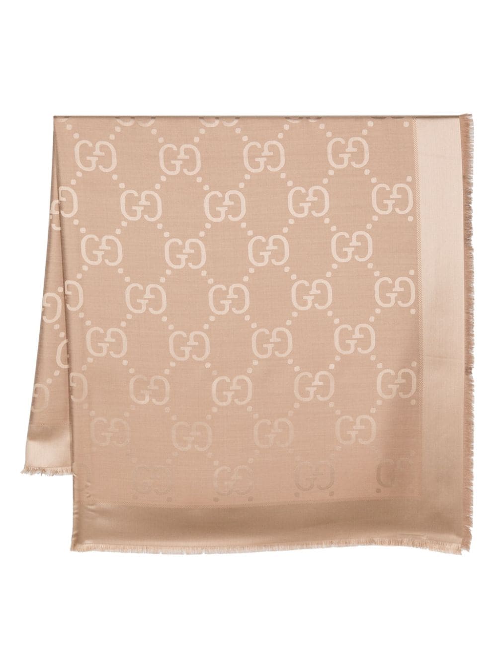 Gucci Sjaal met GG jacquard en franje - Beige