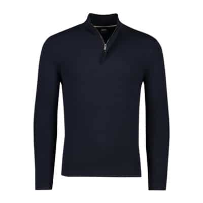 Heren Donkerblauwe Katoenen Trui Hugo Boss , Blue , Heren
