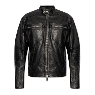 Leren jas met opstaande kraag Dsquared2 , Black , Heren
