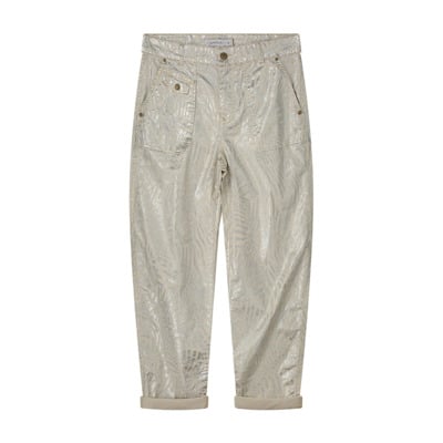 Metallic Leaf Loose Fit Broek Summum Woman , Gray , Dames