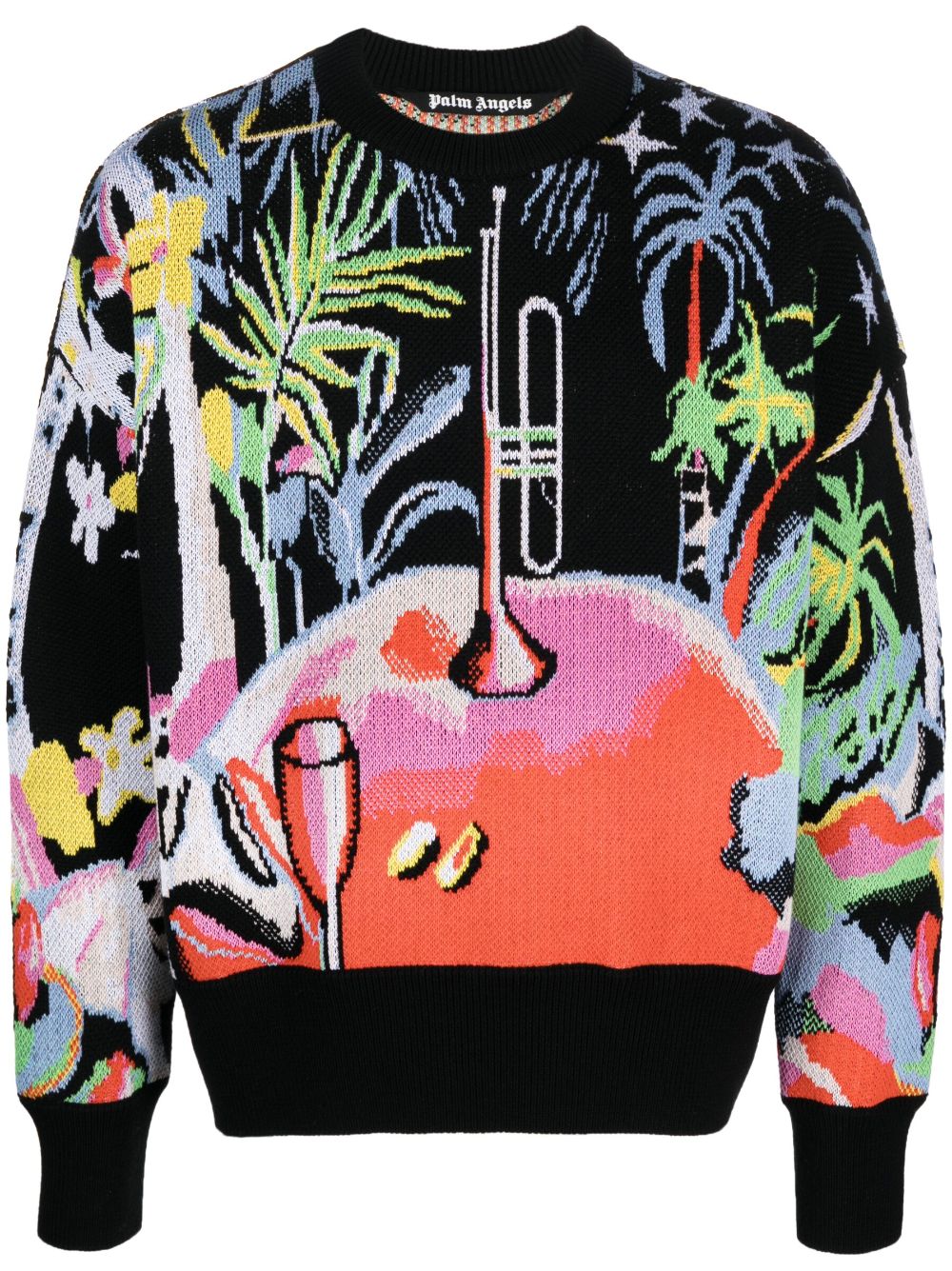 Palm Angels Trui met jacquard - Zwart