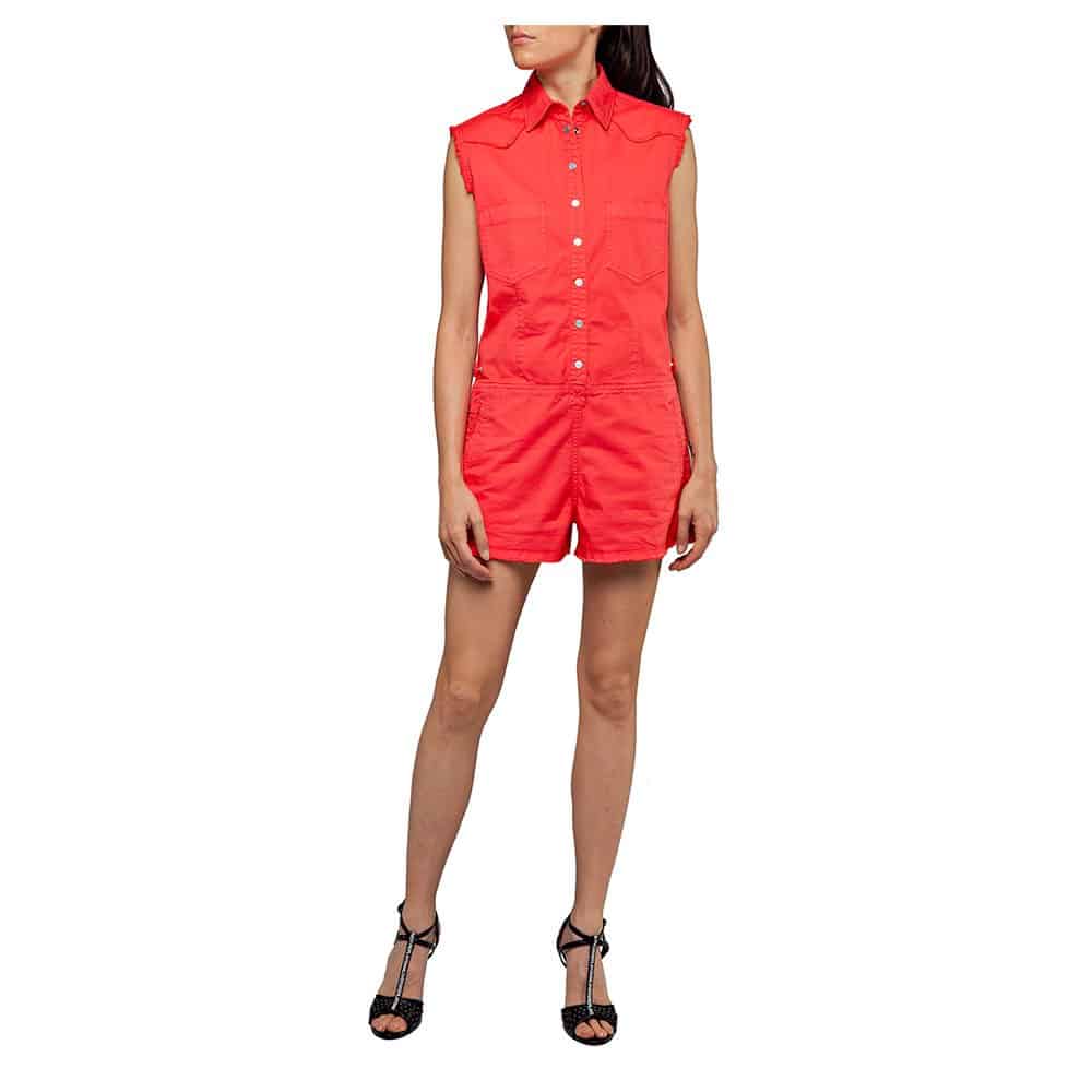 Replay Garment Dyed Comfort Twill Jumpsuit Rood 2XS Vrouw