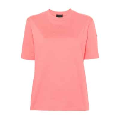 T-Shirt met reliëf logo Moncler , Pink , Dames