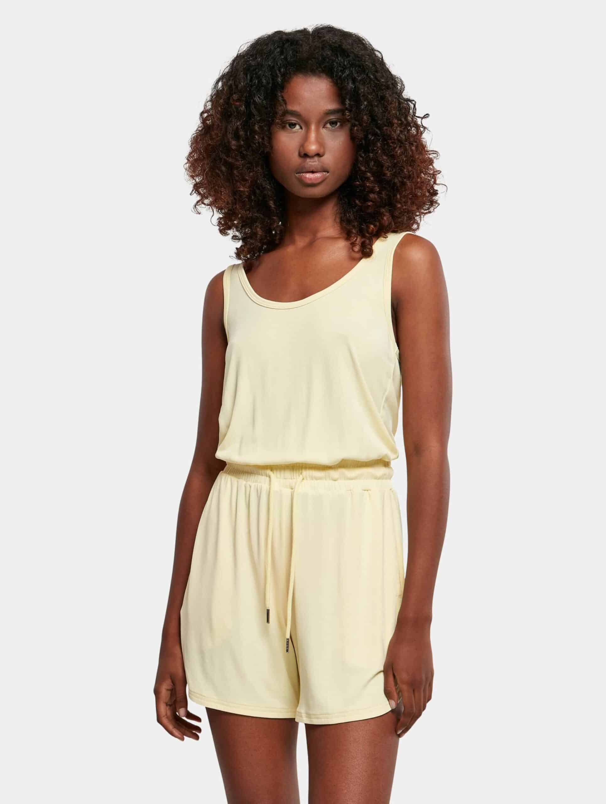 Urban Classics Ladies Short Sleeveless Modal Jumpsuit Vrouwen op kleur kaki, Maat L