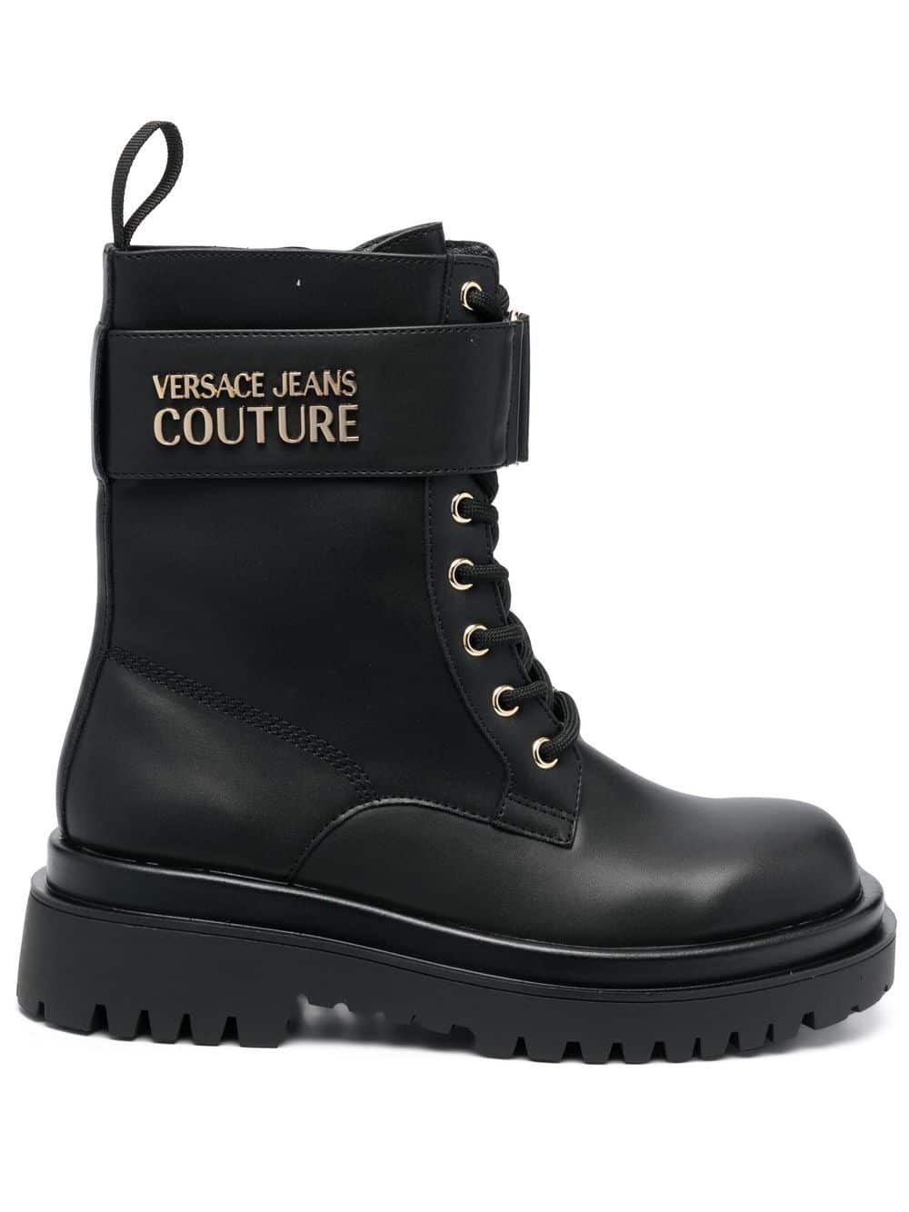 Versace Jeans Couture Combat boots met logo - Zwart