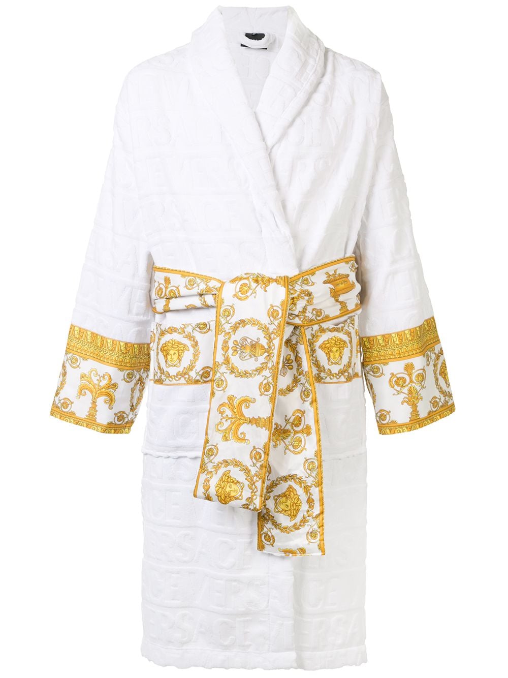 Versace Katoenen badjas met tekst - Wit