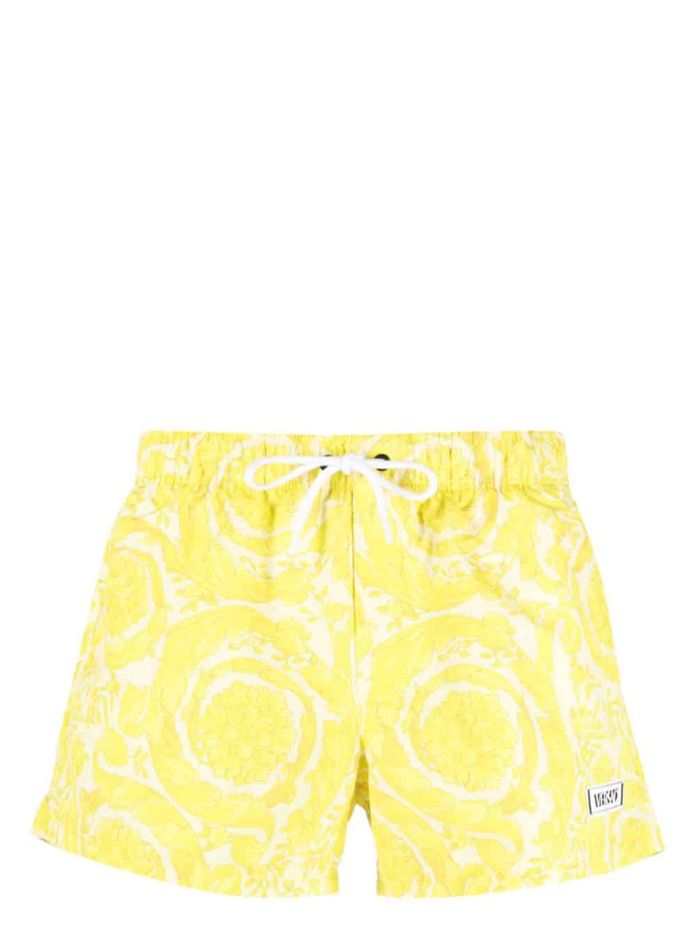 Versace Zwembroek met barokprint - Geel