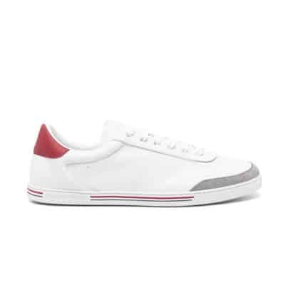 Witte Leren Sneakers met Streepdetail Dolce & Gabbana , White , Heren
