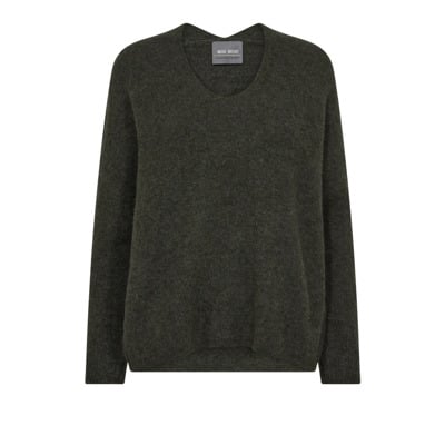 Zachte en Comfortabele V-Hals Gebreide Trui MOS Mosh , Green , Dames