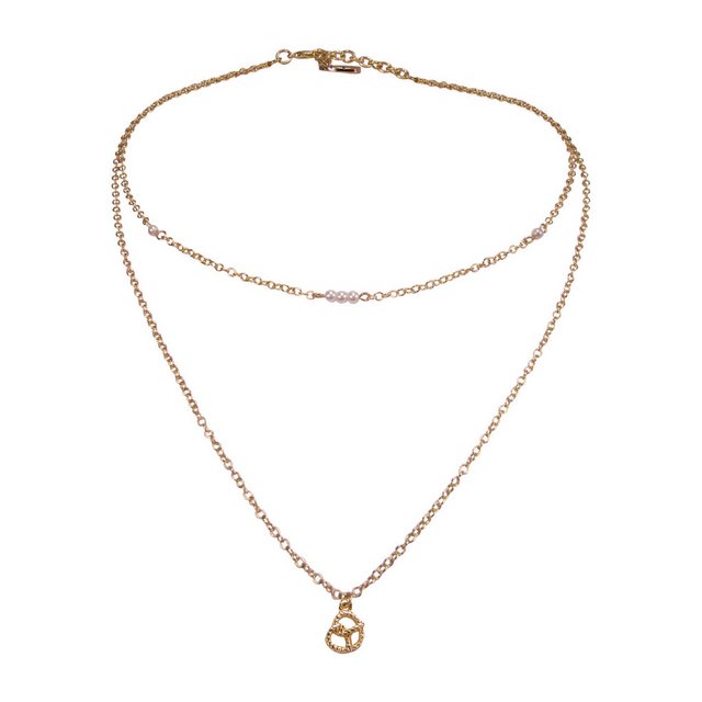 Alpenflüstern Collier Trachten-Metallhalskette Breze zweireihig (gold-farben), - Damen-Trachtenschmuck Dirndlkette