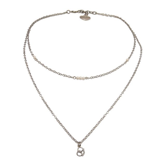 Alpenflüstern Collier Trachten-Metallhalskette Breze zweireihig (silber-farben), - Damen-Trachtenschmuck Dirndlkette