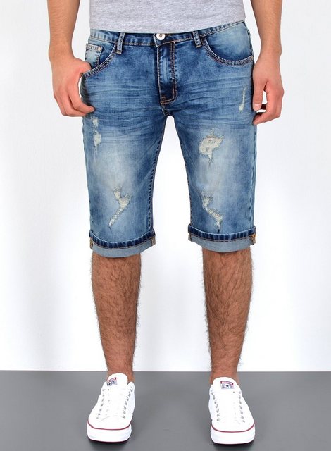 ESRA Jeansshorts Herren Jeans Shorts Hose Herren kurze Jeans Hose mit 5 Pocket Jeans Shorts Herren kurze Jeans Sommer Hose Jeans Herren Stretch