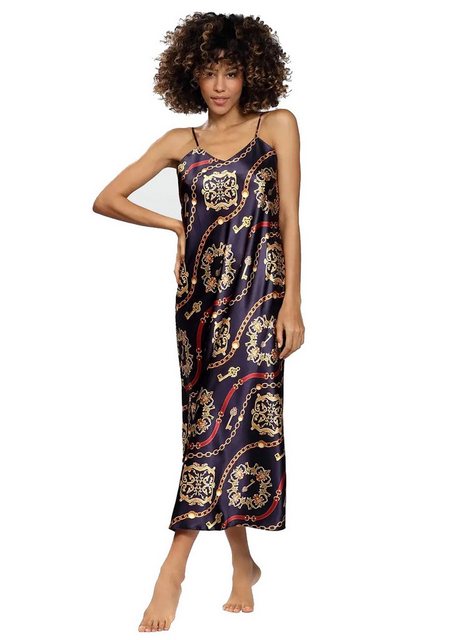 DKaren Nachthemd Damen Negligee Nachthemd Satin Lang (1-tlg) Glänzender Satin