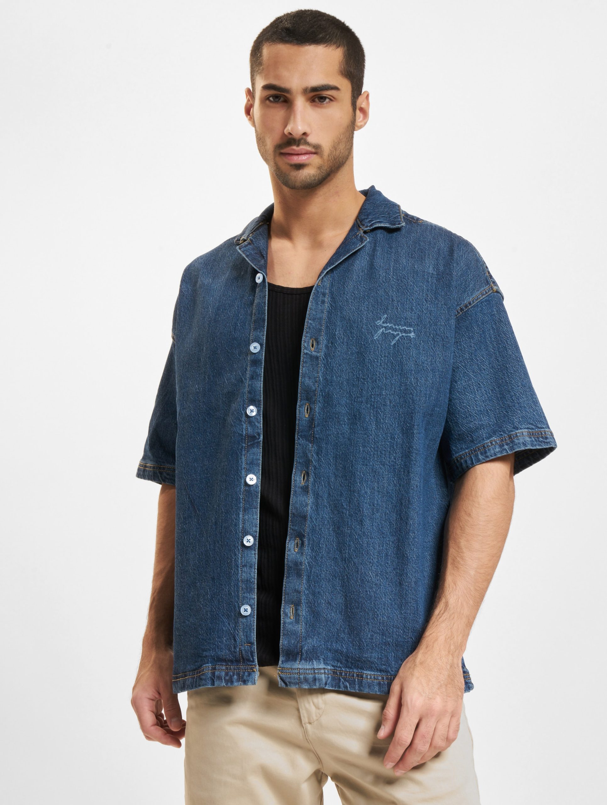 Denim Project Flock Print Resort Hemd