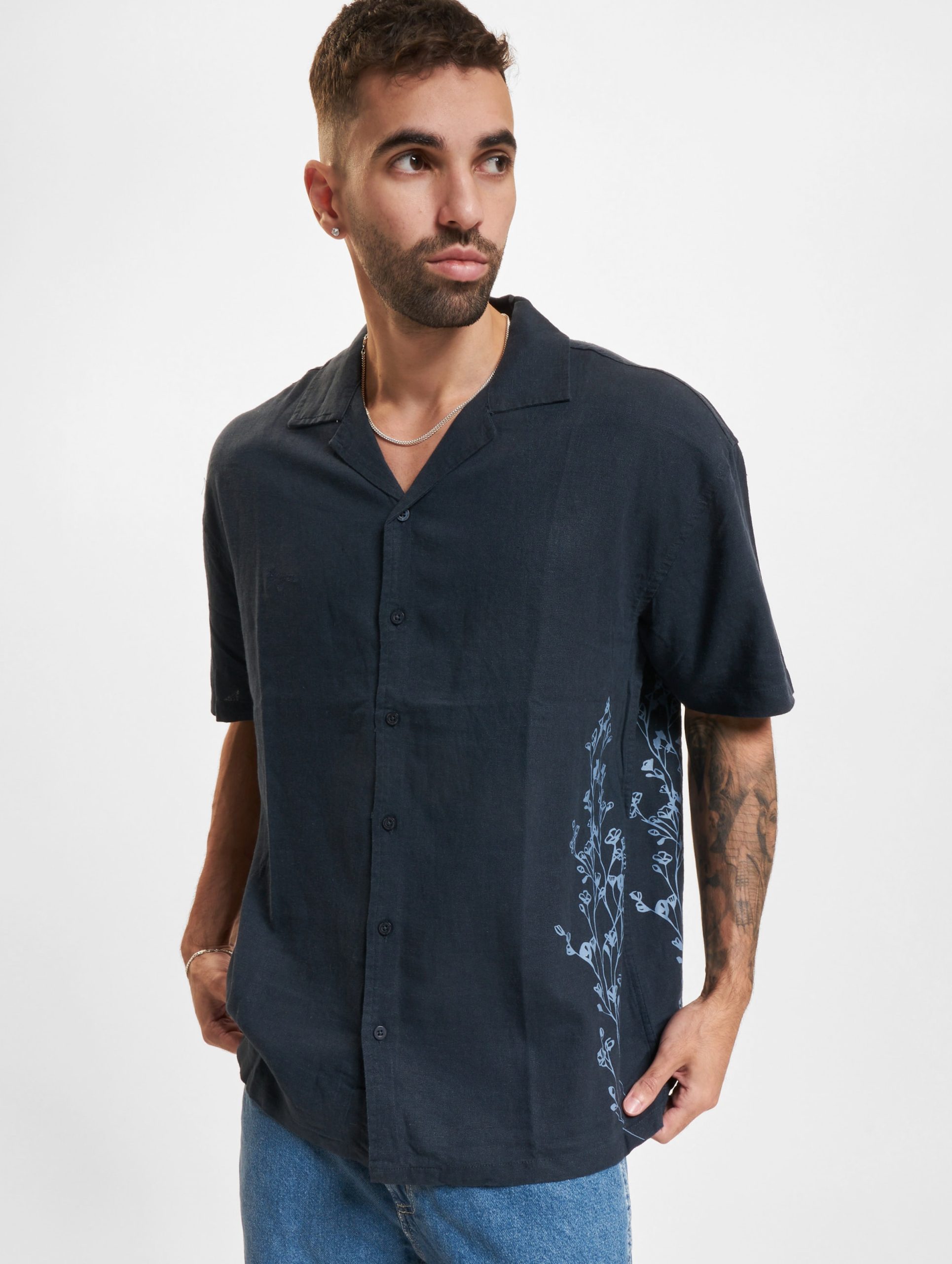Denim Project Printed Linen Cuban Hemd