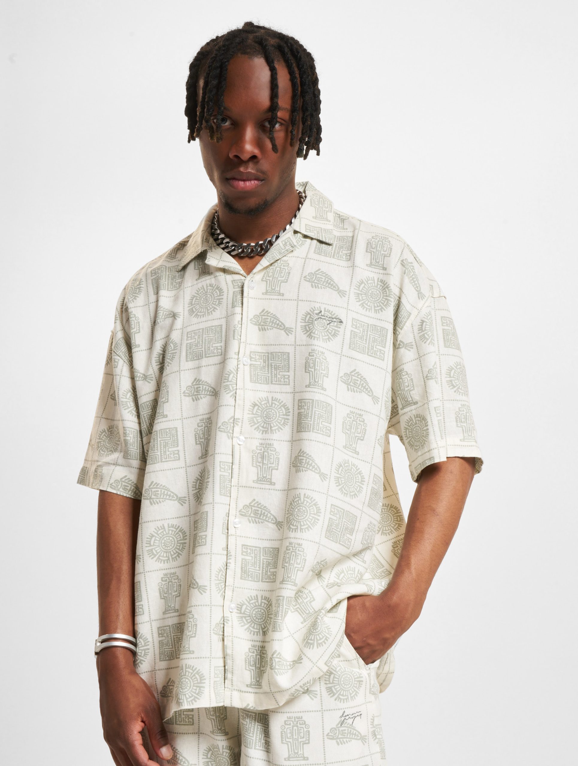 Denim Project Printed Linen Resort Hemd