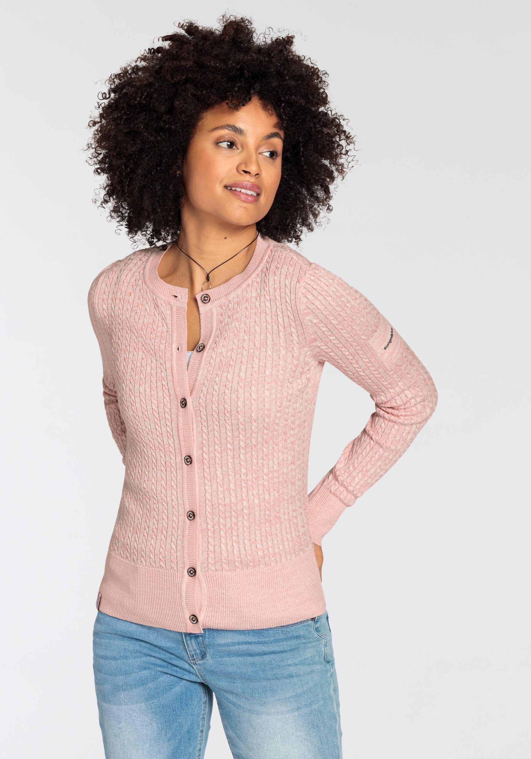 KangaROOS Strickjacke, Strickjacke mit Zopfmuster in mélange Optik - NEUE-KOLLEKTION