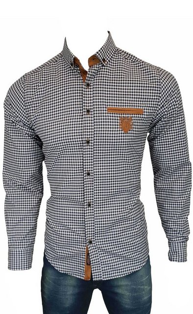 Megaman Jeans Langarmhemd Herren Button Down Outdoor Freizeithemden Casual Style, Flanellhemden