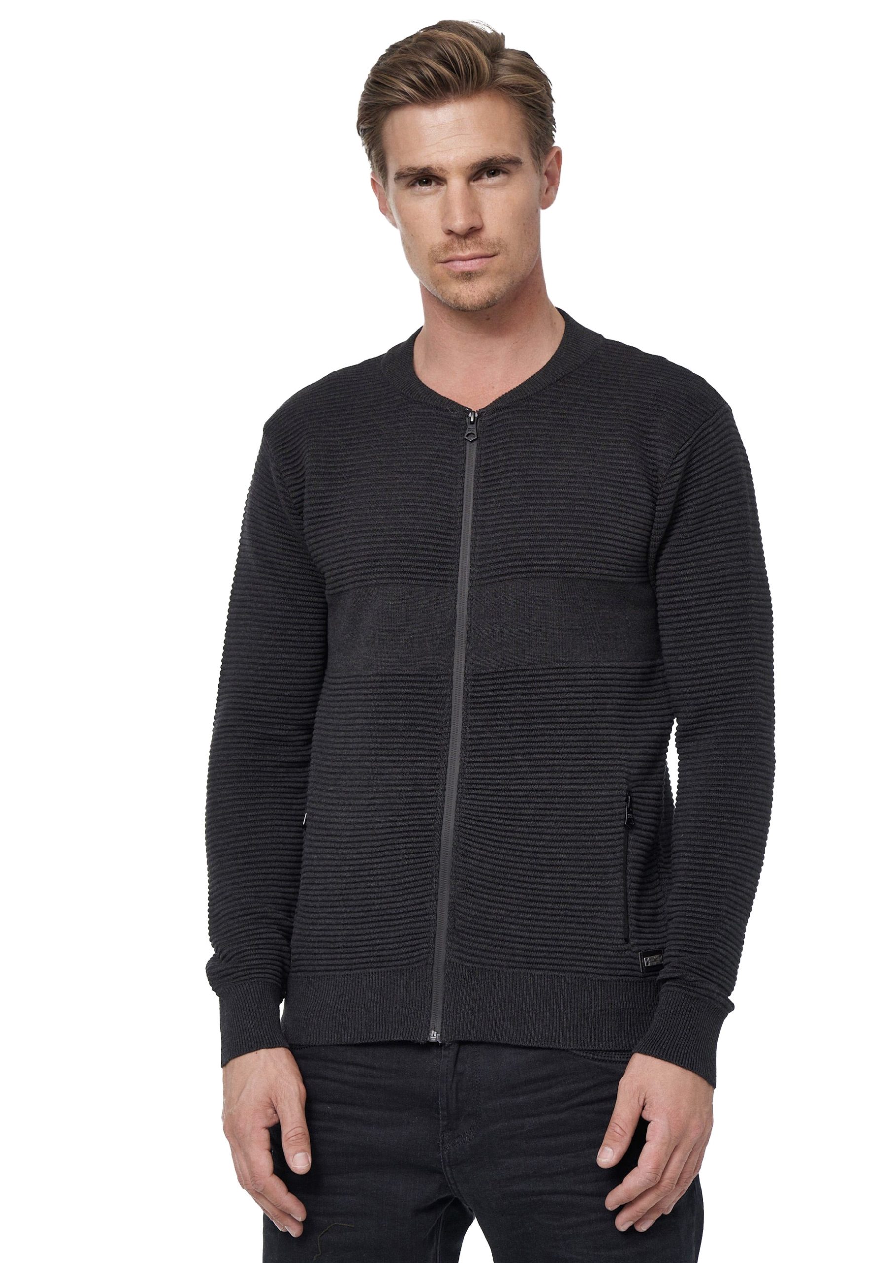 Rusty Neal Strickjacke, im trendigen Ripp-Design