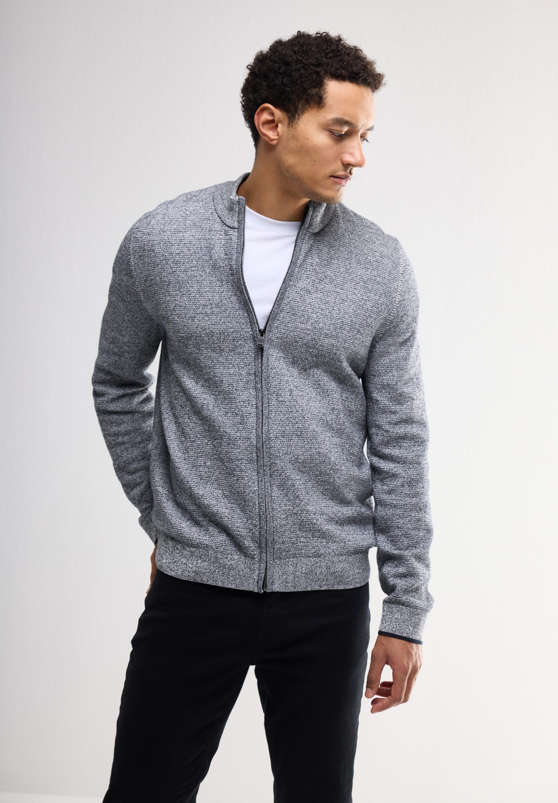 STREET ONE MEN Strickjacke, mit Stehkragen