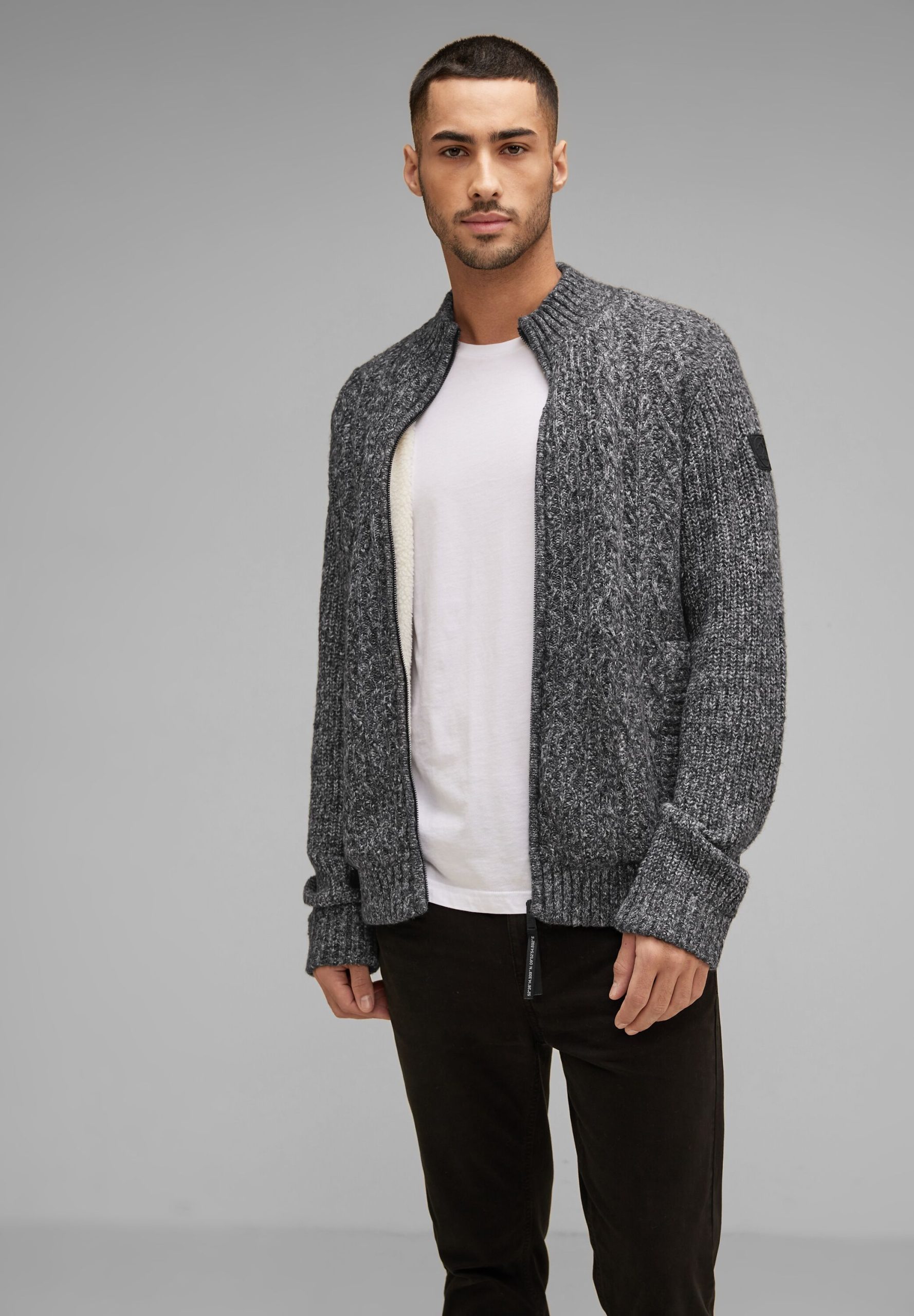 STREET ONE MEN Strickjacke, mit Stehkragen
