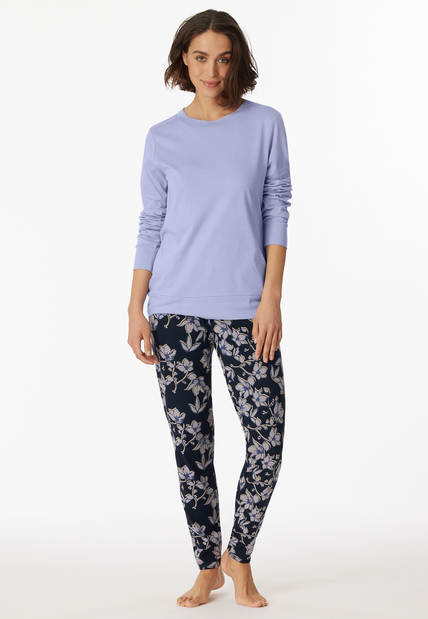 Schiesser Pyjama ""Contemporary Nightwear"", (2 tlg.), mit unifarbenem Oberteil und gemusterter Hose