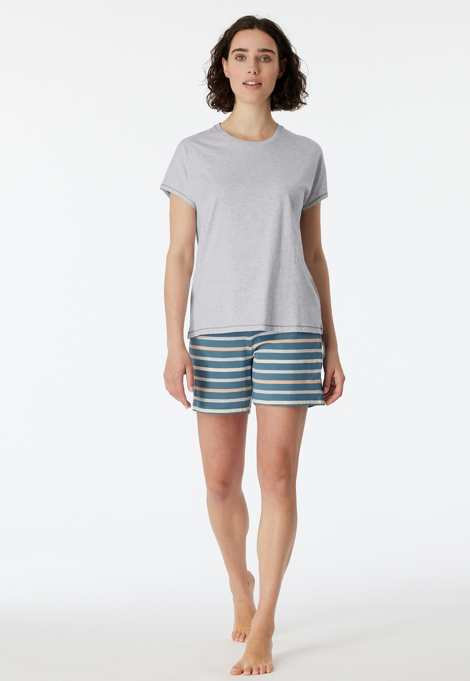 Schiesser Shorty ""Casual Essentials"", (2 tlg.), mit unifarbenem Shirt und gestreifter Hose