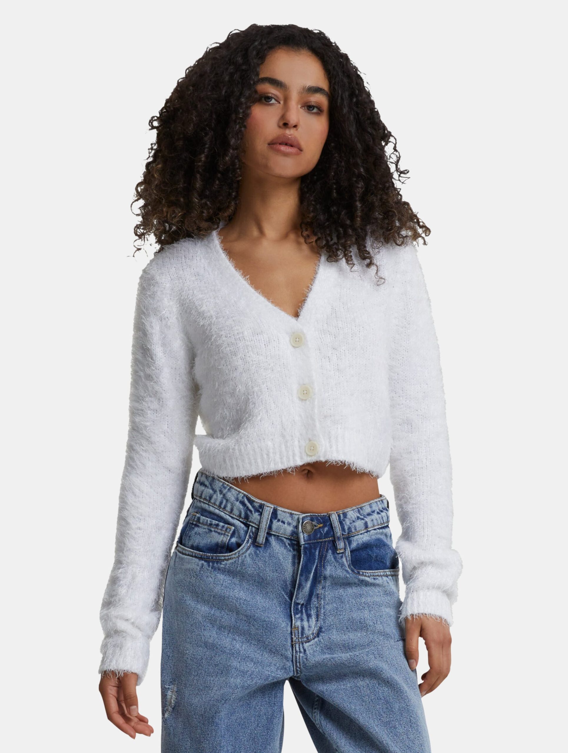 Urban Classics Ladies Cropped Feather Strickjacke
