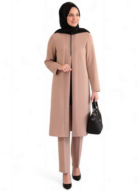 fashionshowcase Anzug Damen Zweiteiler - Gerippte Longtunika mit Hose - Modest Fashion