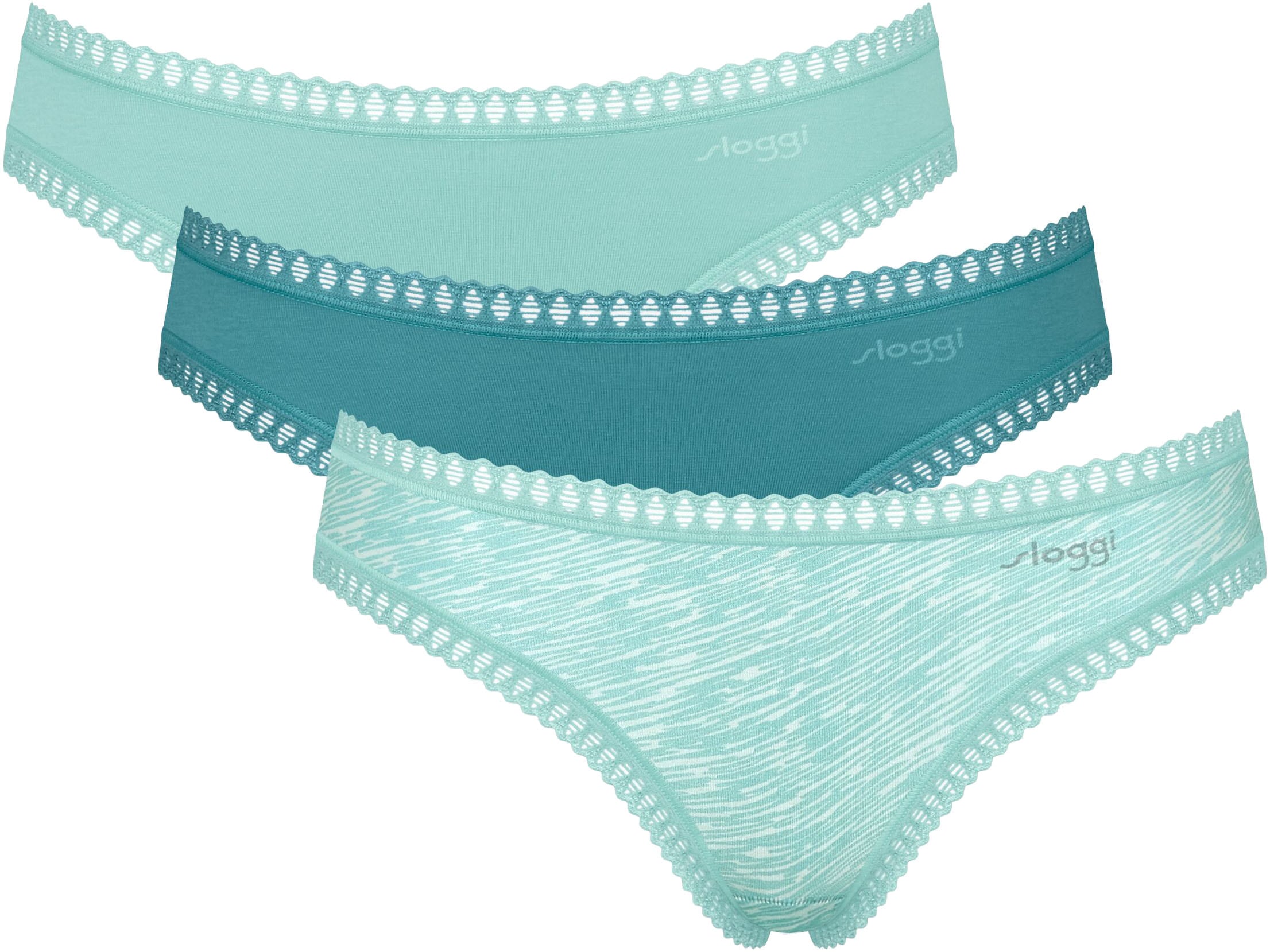 sloggi Panty "GO Crush Mini C3P", (3er Pack), Spitzendetails
