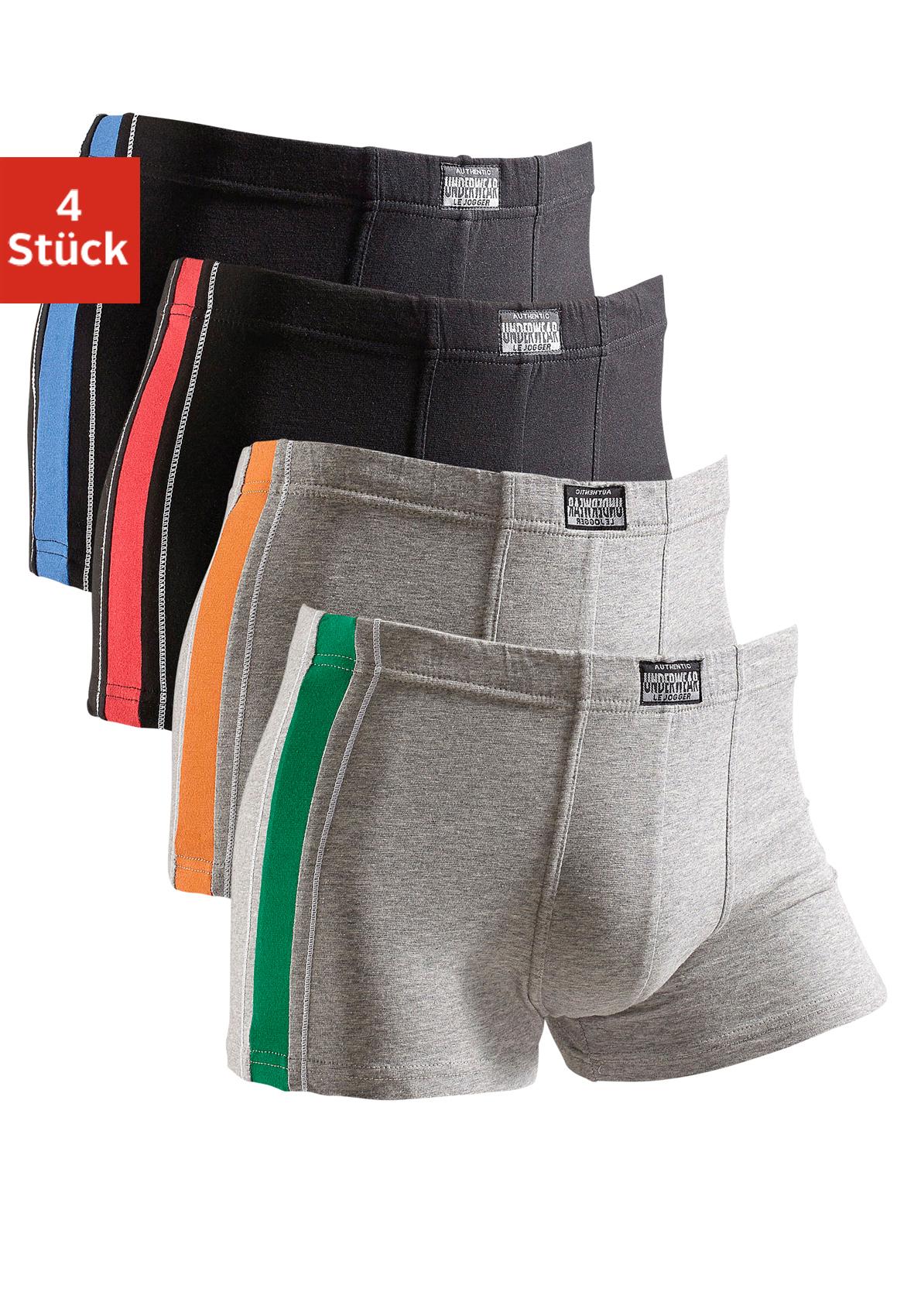 AUTHENTIC UNDERWEAR Boxer "Boxershorts für Herren", (Packung, 4 St.), mit kontrastfarbigen Streifen seitlich