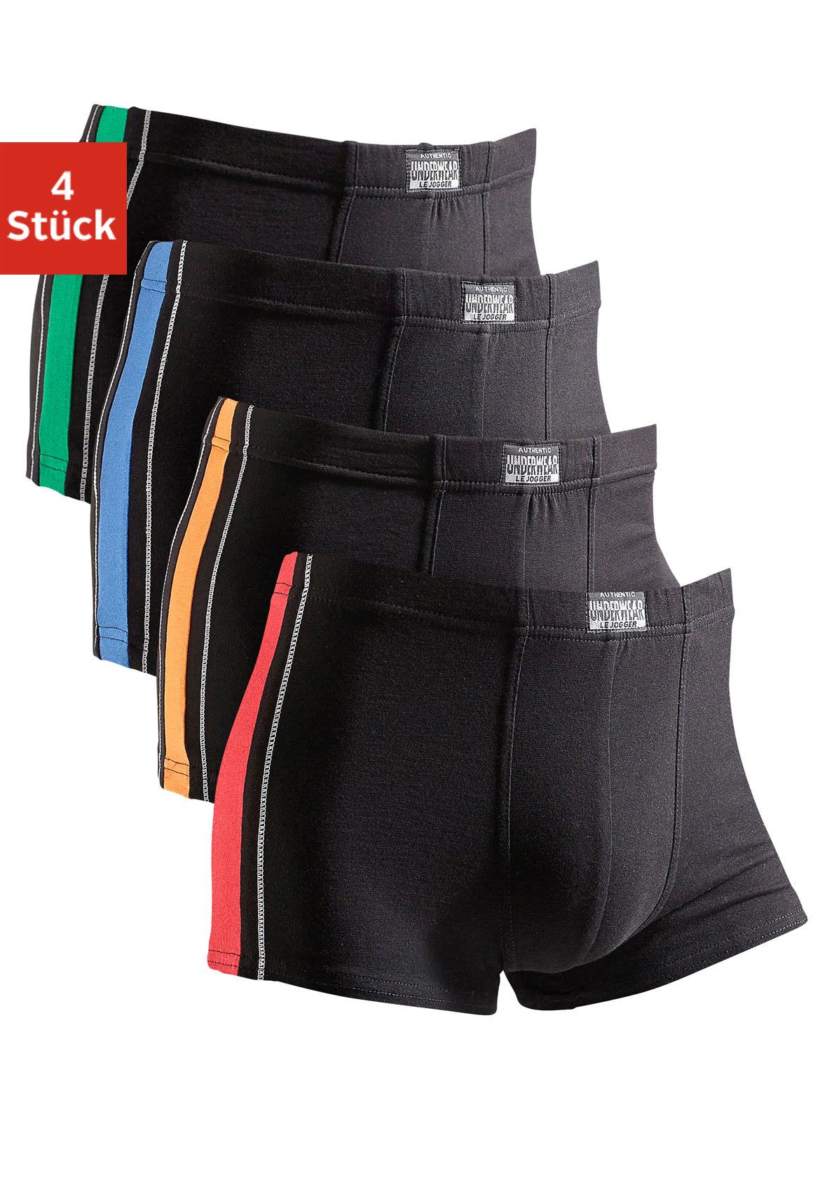 AUTHENTIC UNDERWEAR Boxer "Boxershorts für Herren", (Packung, 4 St.), mit kontrastfarbigen Streifen seitlich