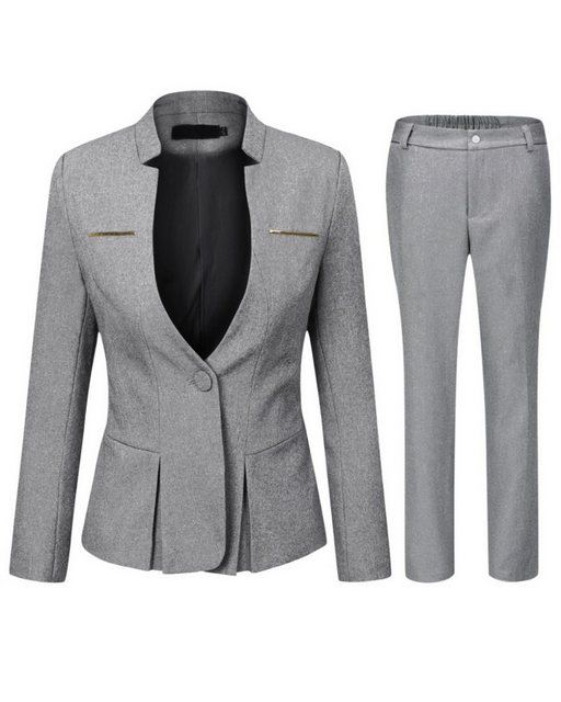 Allthemen Hosenanzug (2 tlg) Damen Eleganter Business Anzug Set mit einem Knopf