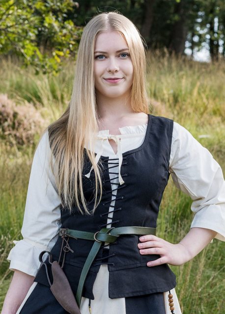 Battle Merchant Kostüm Mittelalter Korsage Tilda, schwarz, Gr. XXL