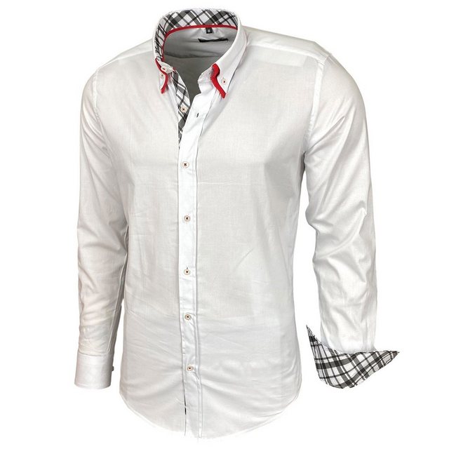 Baxboy Langarmhemd Baxboy Herren Hemd Kentkragen Hemden Slim Fit Anzug Kontrasten B 507