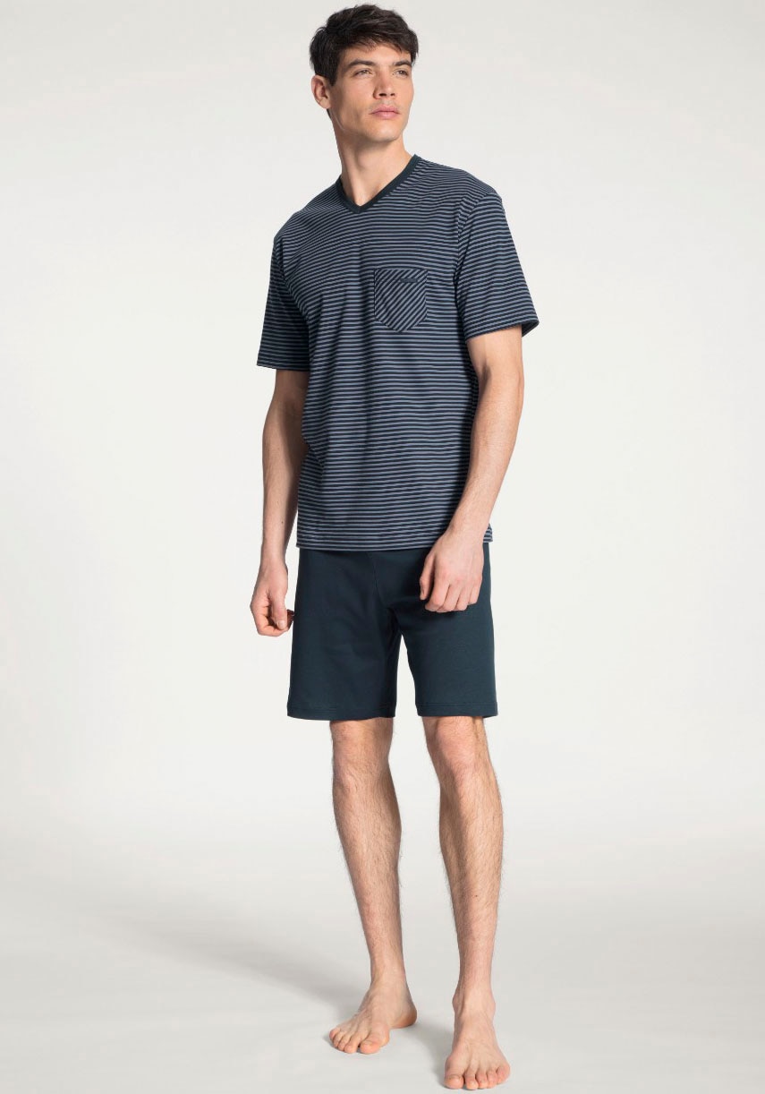 CALIDA Shorty "Relax Streamline", (2 tlg.), mit Langarm-Oberteil in Ringel-Optik