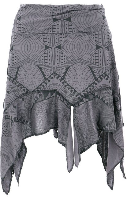 Guru-Shop Minirock Minirock, Zick/Zack Zipfel Rock - grau alternative Bekleidung