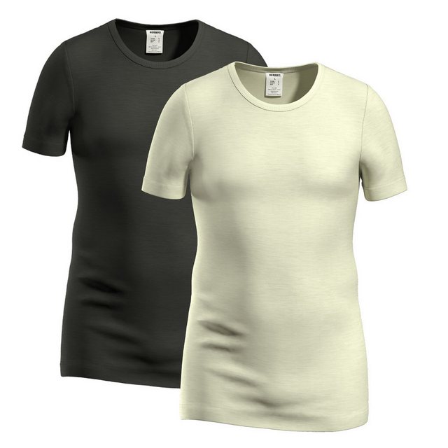 HERMKO Kurzarmshirt 40840 Herren kurzarm Shirt mit Rundhals aus Merinowolle / Tencel