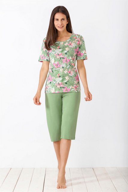 Hajo 5-Pocket-Hose Damen Capri-Schlafanzug, Premium Cotton/Tencel