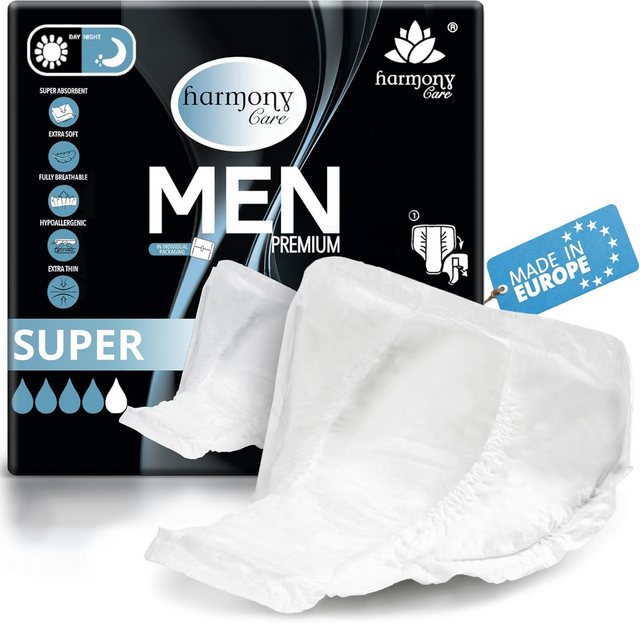 Harmony Care Inkontinenz-Einlage für Männer - Einlagen bei Inkontinenz für Herren, Saugkraft bis zu 470 ml, 20-St., bei leichter bis mittlerer Blasenschwäche Harninkontinenz