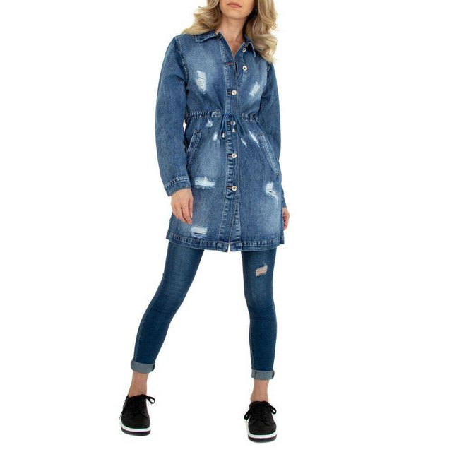 Ital-Design Hemdbluse Damen Freizeit (77187384) Jeansstoff Hemdbluse in Blau