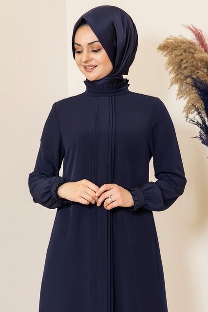 Modavitrini Longtunika Damen Tunika gerippte lange Hijab Tunika Modest (NERVÜRLÜ TUNIK) Hochgeschlossener Rundhalskragen